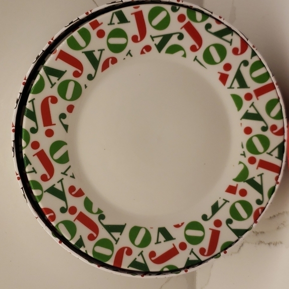 set of 4 Classic Giftware Inc. Dessert Plates ceramic Christmas dishes JOY - Picture 3 of 8